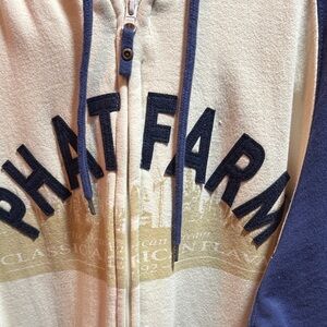 Phat Farm Navy and Cream Zip-Up Hoodie